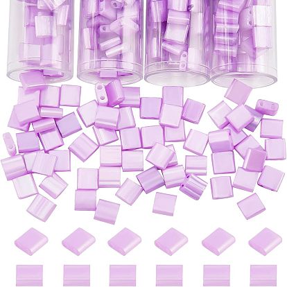 304шт 2стеклянный бисер с отверстием, непрозрачные цвета блеск, окрашенные, прямоугольные