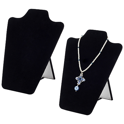 Складные бархатные стенды для показа ожерелий с наклонной спинкой, держатель для бюста для ожерелья