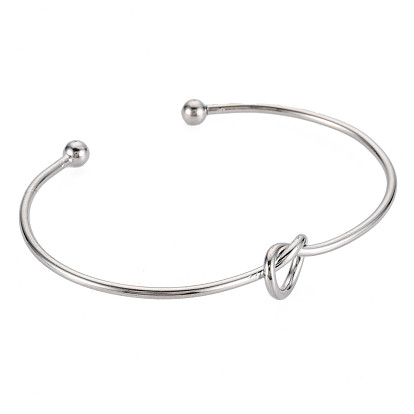 Knot Shape Cuff Bangle, Simple Wire Wrap Open Bangle for Girl Women