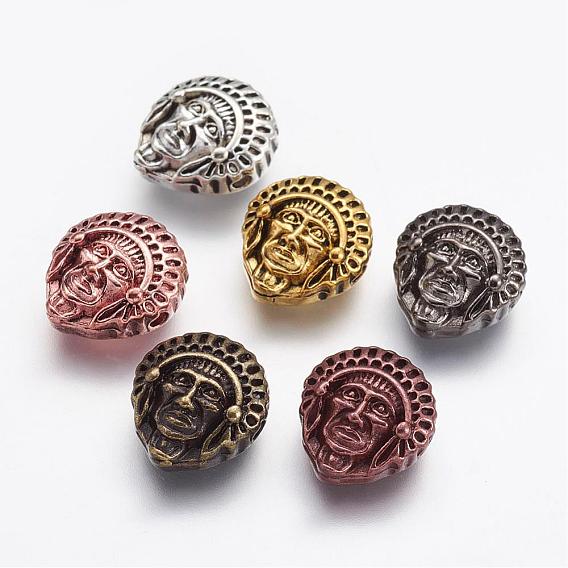 Tibetan Style Alloy Beads, Indian Head