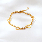304 Stainless Steel Hollow Heart Link Chain Bracelets for Women