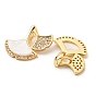 Brass Micro Pave Cubic Zirconia Pendants, with Acrylic, Long-Lasting Plated, Golden, Leaf