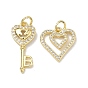 Подвески из латуни с микро-паве ко Дню святого Валентина, прозрачные циркониевые подвески, стойки покрытие, долговечный, без свинца и без кадмия, реальный 18 k позолоченный