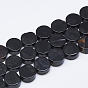 Natural Black Agate Beads Strands, Flat Round