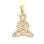 Brass Micro Pave Clear Cubic Zirconia Pendants, Trinity Knot Charms