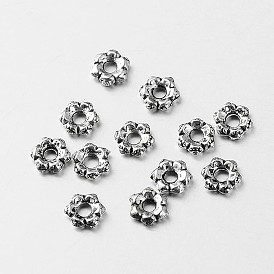 Tibetan Style Alloy Flower Spacer Beads, 5x1.5mm, Hole: 1.5mm