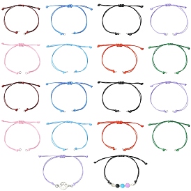 40Pcs 8 Colors Waxed Polyester Cord Bracelets Making, with 304 Stainless Steel Jump Rings