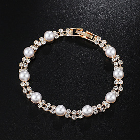 Vintage Rhinestone Pearl Bracelet - Elegant Fashion Jewelry Gift (B268)