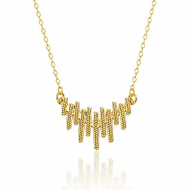 Brass Textured Multi?Bar Pendant 304 Stainless Steel Cable Chain Necklaces for Women