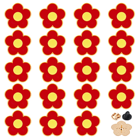 20шт. брошь из эмалированного сплава в виде цветка, Застежки для значков на лацканах одежды