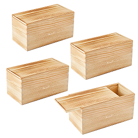 4 шт. ящики для хранения из сосновой древесины с раздвижной крышкой, прямоугольные