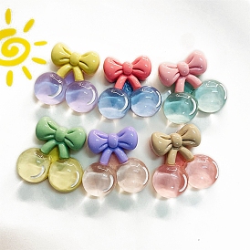 Прозрачные смолы кабошоны, вишня с бантом