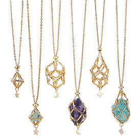 3 шт. 3 стили звезда луна плетеная цепочка из нержавеющей стали чехол для макраме пустой держатель для камня кулон изготовление ожерелья