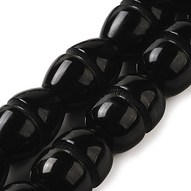 Natural Obsidian Beads Strands, Drum/Rice