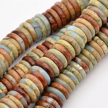 Flat Round/Disc Synthetic Aqua Terra Jasper Beads Strands, Heishi Beads, Dyed