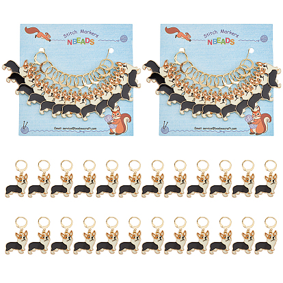 Брелоки для собак из сплава эмали маркеры петель с замком, с золотым оттенком 304 кольцо из нержавеющей стали, корги