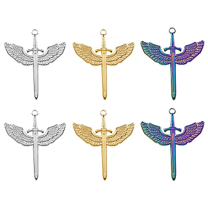 304 подвески из нержавеющей стали, меч с подвеской в виде крыльев