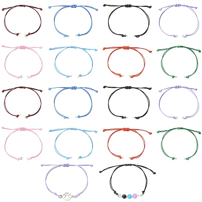 40Pcs 8 Colors Waxed Polyester Cord Bracelets Making, with 304 Stainless Steel Jump Rings