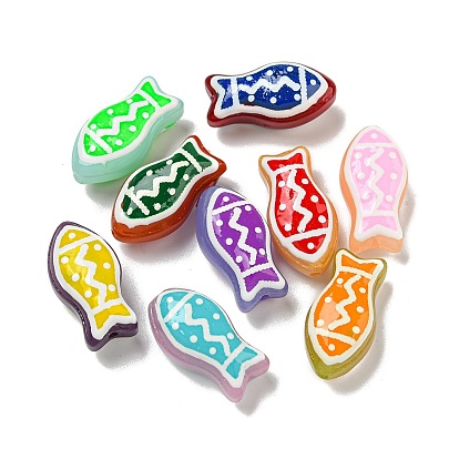 Прозрачные стеклянные бусины ручной работы, бусины ручной работы, с эмалью, рыба