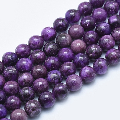 Натуральный лепидолит / пурпурный слюдяный камень бисер пряди, сподуменовые бусы, окрашенные, круглые