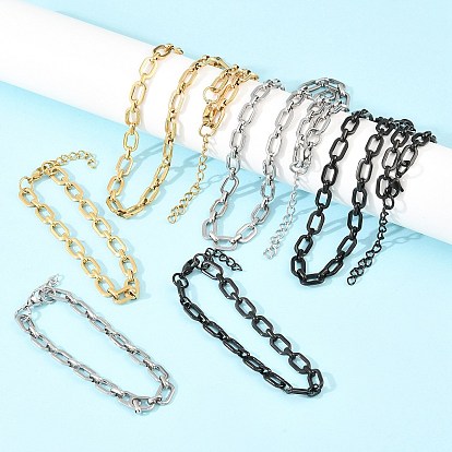 304 Наборы ювелирных украшений из цепочек и ожерелий из нержавеющей стали, с карабин-лобстерами 