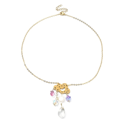 Ожерелья с подвесками из сплава «облако» и «стеклянная капля» 304 на цепочках из нержавеющей стали