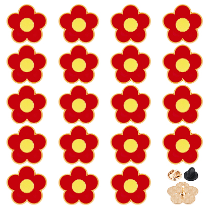 20шт. брошь из эмалированного сплава в виде цветка, Застежки для значков на лацканах одежды