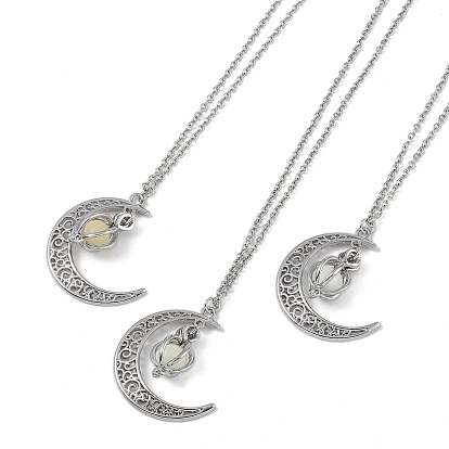 Ожерелья с подвесками в форме луны и тыквы из сплава смолы, латунные кабельные цепи, светится в темноте