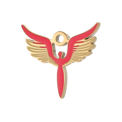 304 нержавеющей стальной эмали подвески, подвеска в форме ангельских крыльев, ионное покрытие (ip), долговечный, реальный 18 k позолоченный