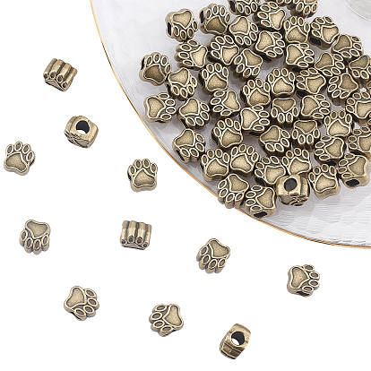 Tibetan Style Alloy European Beads, Paw Print