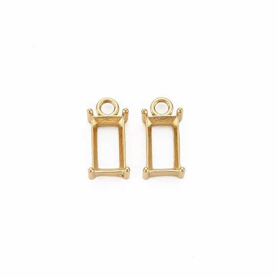 Ion Plating(IP) 304 Stainless Steel Pendant Rhinestone Settings, for Pointed Back Rhinestone, Open Back Bezel, Rectangle