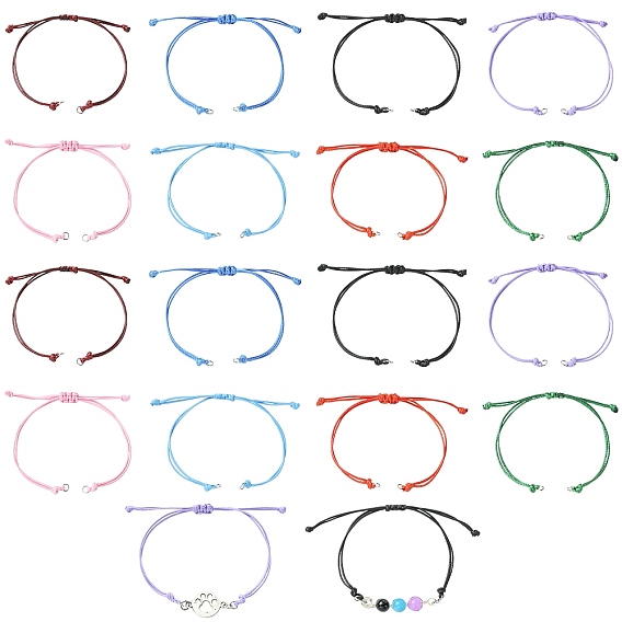 40Pcs 8 Colors Waxed Polyester Cord Bracelets Making, with 304 Stainless Steel Jump Rings
