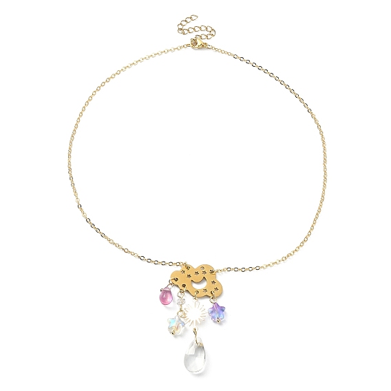 Ожерелья с подвесками из сплава «облако» и «стеклянная капля» 304 на цепочках из нержавеющей стали