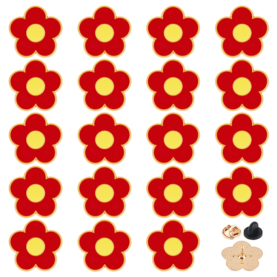 20шт. брошь из эмалированного сплава в виде цветка, Застежки для значков на лацканах одежды