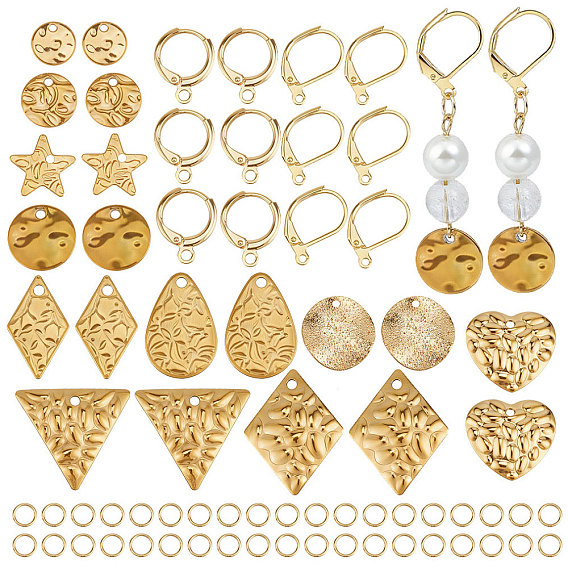 DIY Leverback Earring Making Kits, including Brass Leverback Earring Findings & Charms & Jump Rings, 304 Stainless Steel Pendants