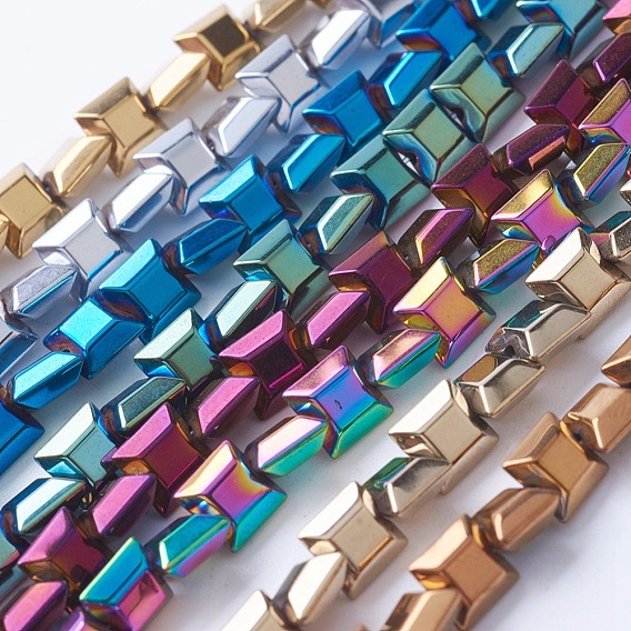 PVD Vacuum Plating Electroplate Non-magnetic Synthetic Hematite Beads Strands, Grade A, Faceted, Square