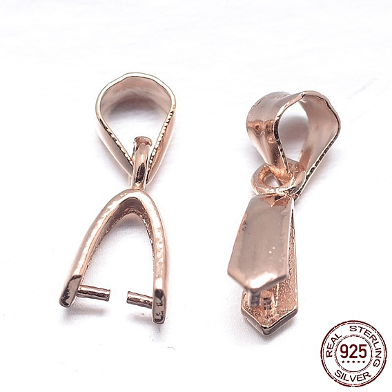 Sterling Silver Pendant Bails, Ice Pick & Pinch Bails, 15x5.5x3mm, Hole: 4x3mm, Pin: 0.7mm, about 48pcs/20g