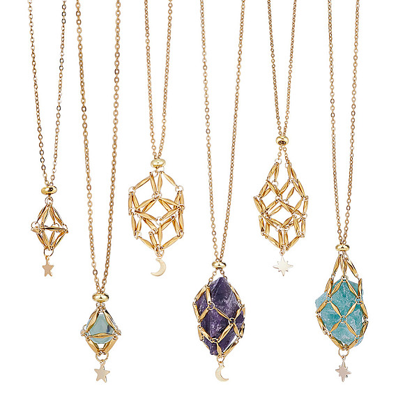 3 шт. 3 стили звезда луна плетеная цепочка из нержавеющей стали чехол для макраме пустой держатель для камня кулон изготовление ожерелья