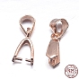 Sterling Silver Pendant Bails, Ice Pick & Pinch Bails, 15x5.5x3mm, Hole: 4x3mm, Pin: 0.7mm, about 48pcs/20g