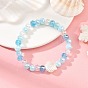 Pulseras elásticas con cuentas redondas facetadas de plástico ABS con forma de concha de perla de imitación, para mujer.