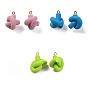 12Pcs 3 Colors Handmade Polymer Clay Pendants, Knot with Iron Findings