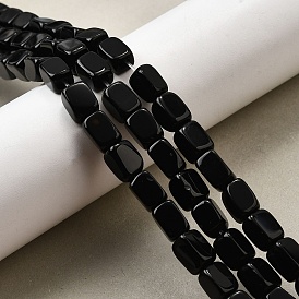 Бусины из натурального черного оникса, кубоид, окрашенная и подогревом