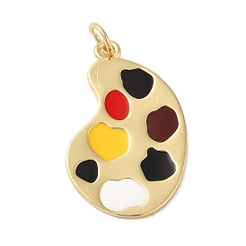 Brass Enamel Pendants, with Jump Ring, Long-Lasting Plated, Lead Free & Cadmium Free, Palette Shape Charms