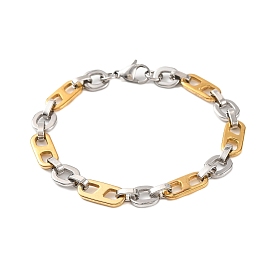 304 Stainless Steel Oval Link Chain Bracelets, with 201 Stainless Steeel Findings