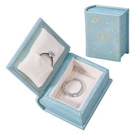 Book Shaped PU Leather Tie Clip Storage Boxes, Ring Cases with Magnetic