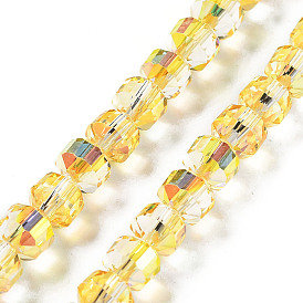 Electroplate Rondelle Glass Beads Strands, Full Plated, Faceted