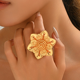 Металлические регулируемые манжеты открытые кольца для женщин, цветок