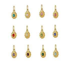 304 из нержавеющей стали амулеты горный хрусталь, цветок, ионное покрытие (ip), реальный 14 k позолоченный