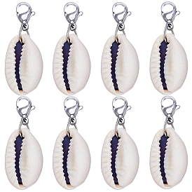 30 шт. подвесные украшения из натуральной ракушки каури, с 304 из нержавеющей стали Lobster Claw застежками