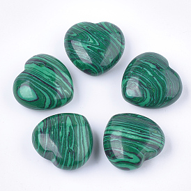 Perles synthétiques malachite, pas de trous / non percés, cœur